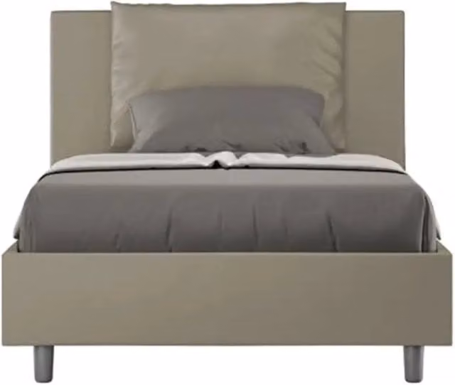 Letto una piazza e mezza con rete imbottito 120x190 similpelle cappuccino Antea