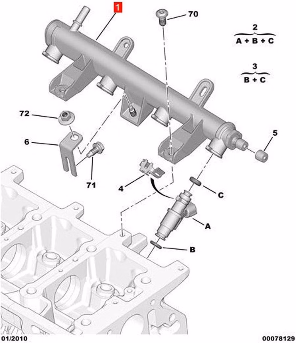 Tubo di alimentazione degli iniettori di carburante Aramox, collettore di iniezione, iniettore di carburante per motore, tubo di alimentazione dell'iniettore, ricambio per 206, 207