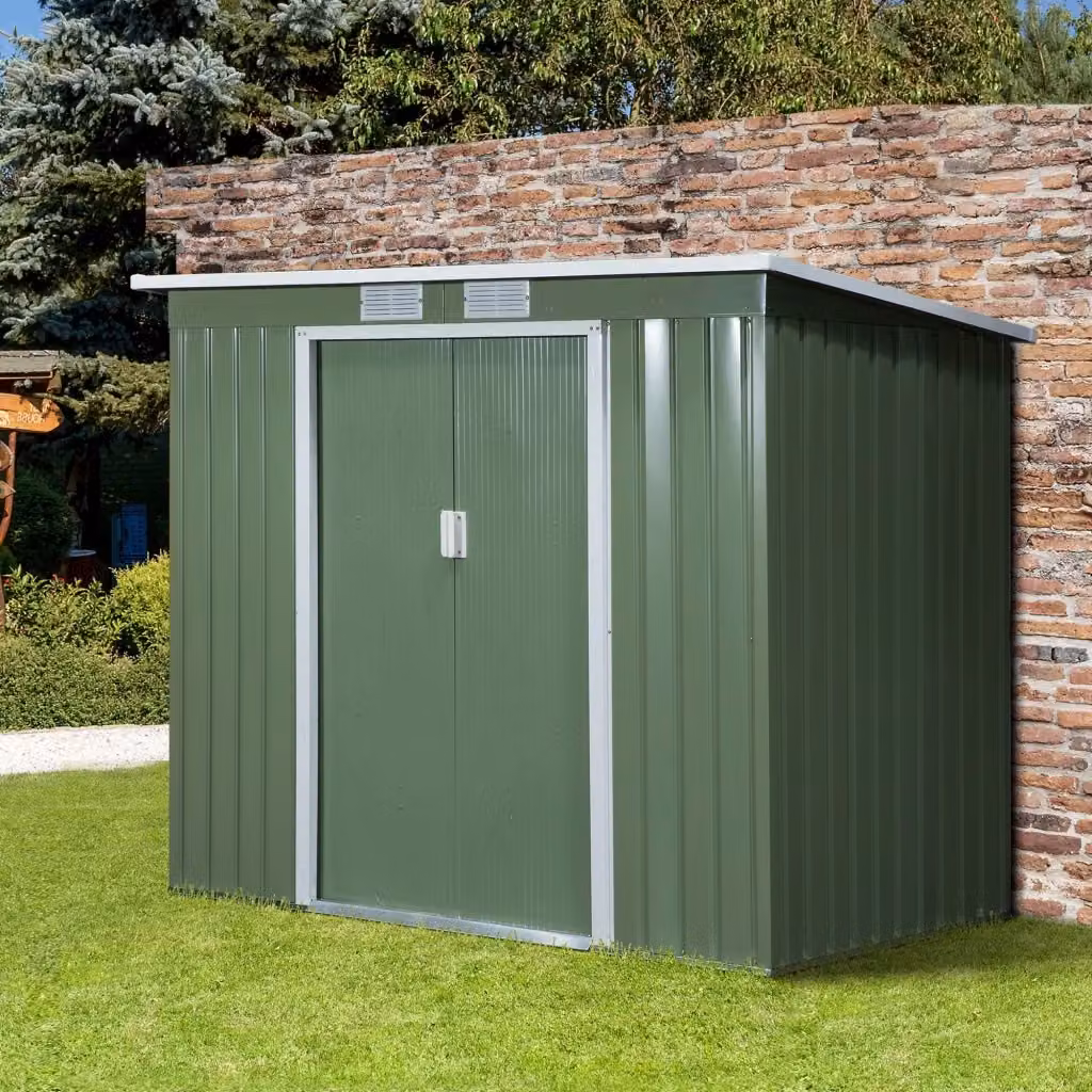 EasyComfort Casetta da Giardino in Acciaio Zincato con Doppia Porta Scorrevole e Prese d'Aria, L/P/H: 213 x 130 x 173 cm, Verde – 2