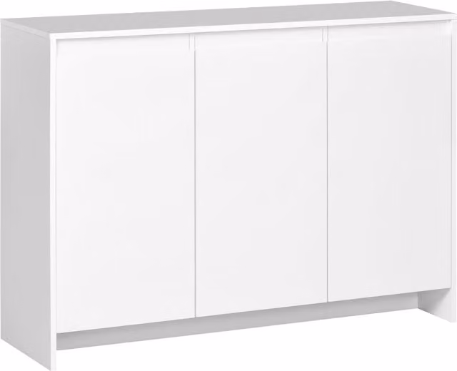 Credenza Multiuso Moderna HOMCOM con 3 Armadietti e Ripiani Regolabili, Bianco, L 120 x P 35 x H 85 cm