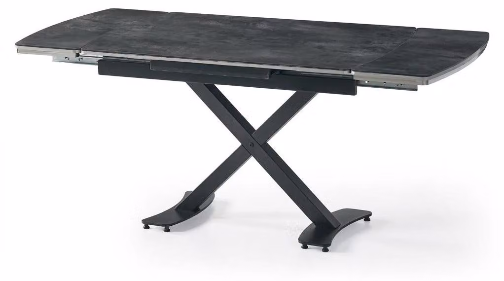 Tavolo da pranzo in ferro grigio, regolabile, comodo, su rotelle, moderno ed elegante
