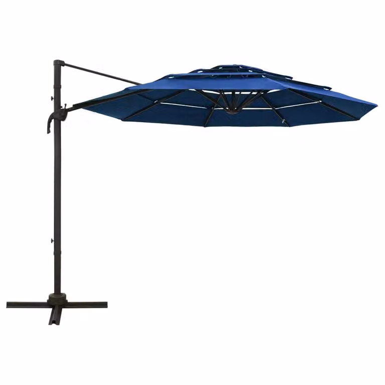 Ombrellone da Giardino 4 Livelli Palo in Alluminio Azzurro 3x3m
