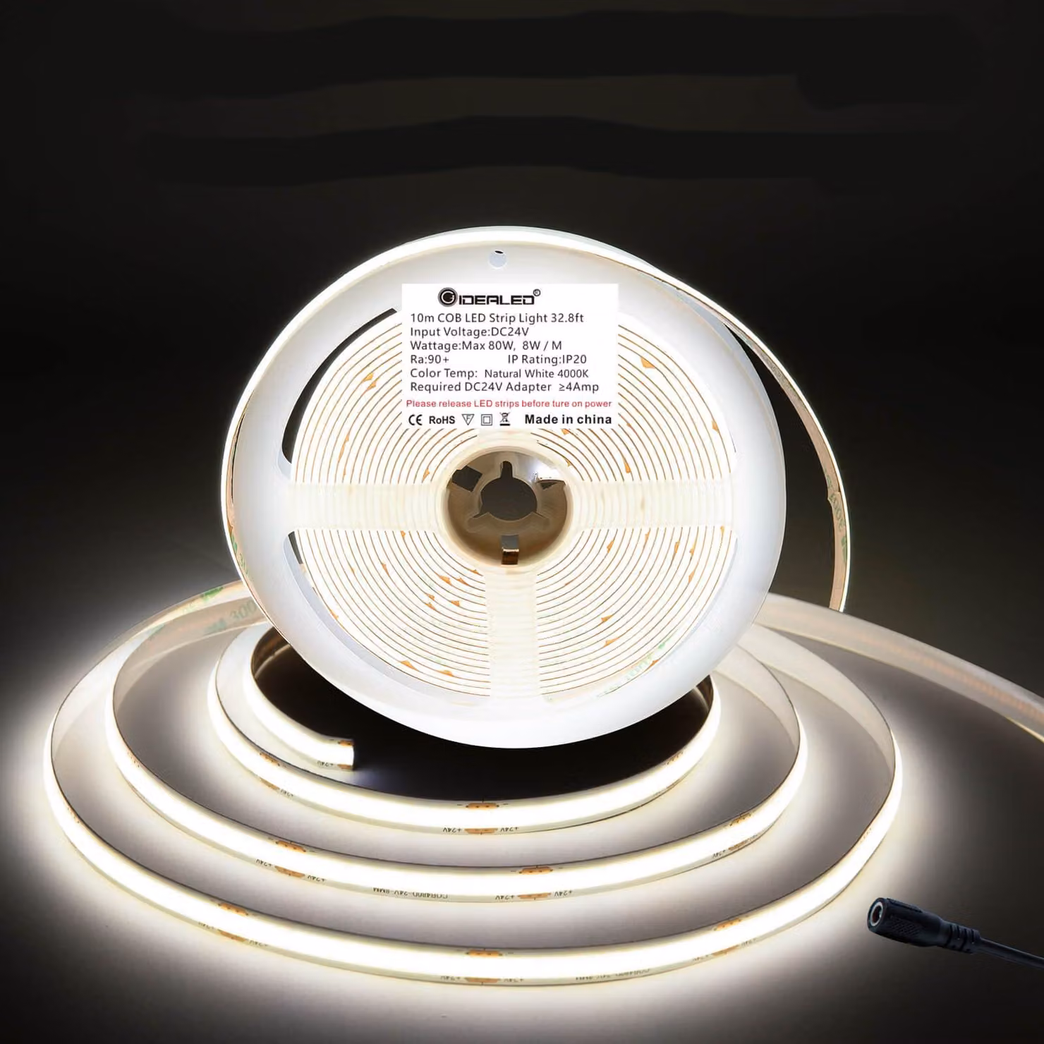 Striscia LED COB da 10 metri, 4000K (bianco luce diurna), flessibile, con 4800 LED