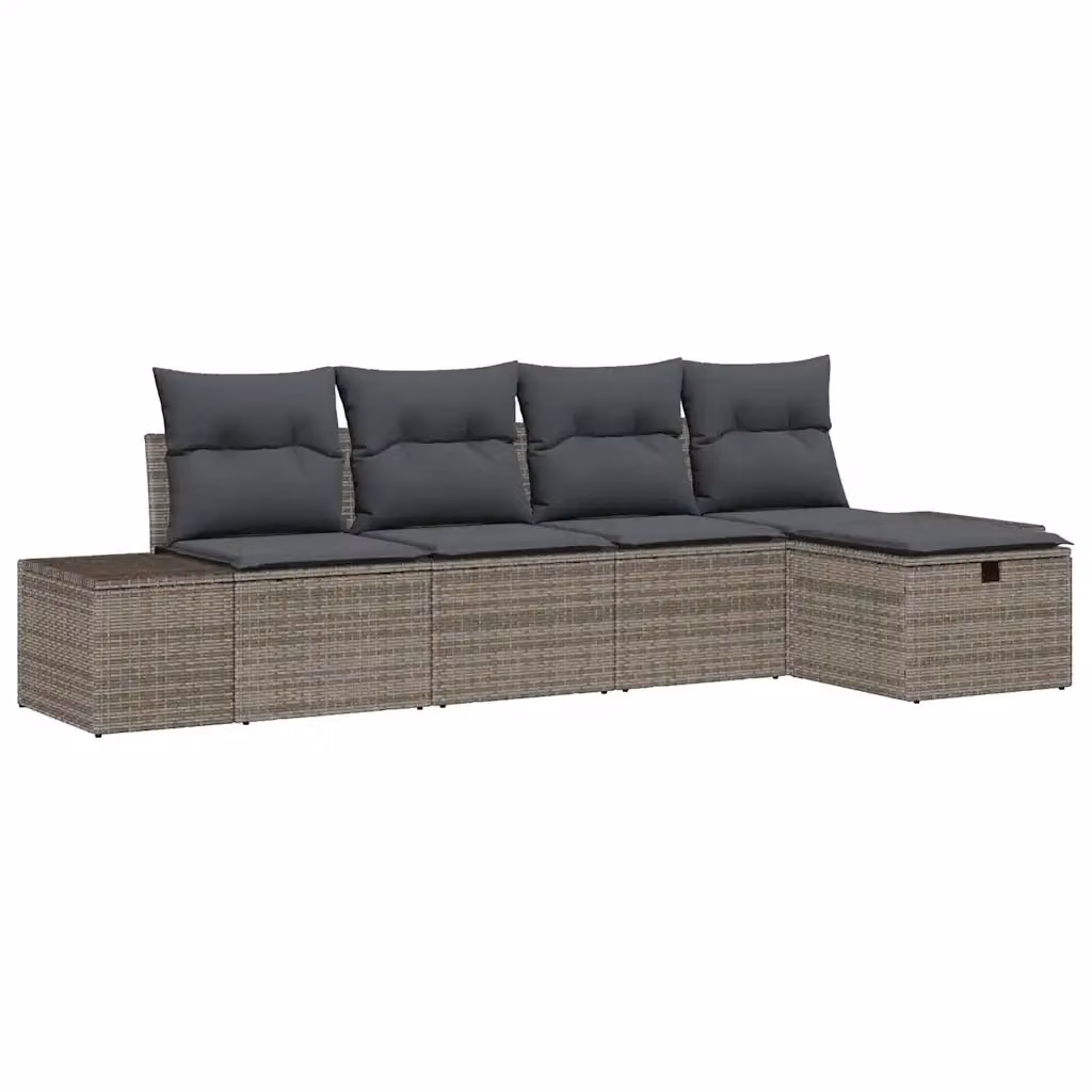 Set Divano da Giardino a L con Poltrona vidaXL Grigio in Polyrattan e Acciaio – 2