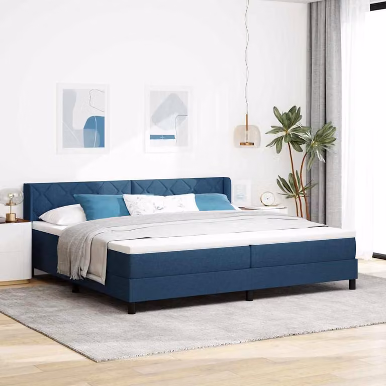 Maison Exclusive - Letto boxspring con testiera blu 200 x 200 cm in tessuto