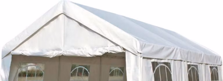 DEGAMO telone di ricambio per tenda telone di copertura per tenda professionale per feste PALMA 3x6 metri, PVC bianco 480g/m², incl. cinghie elastiche