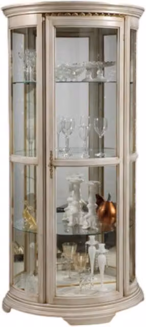 Vetrina classica con vetro curvo e ante in vetro in legno bianco anticato Mobili 2G L/P/H: 98 x 49 x 200 cm