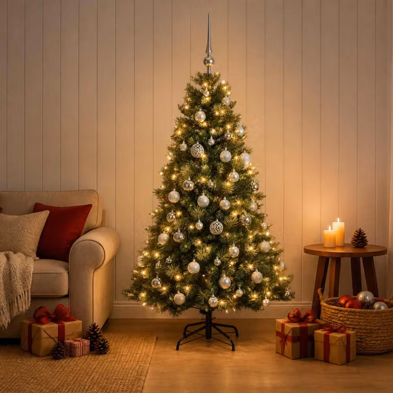 vidaXL Albero di Natale artificiale con palline 120 cm 150 LED
