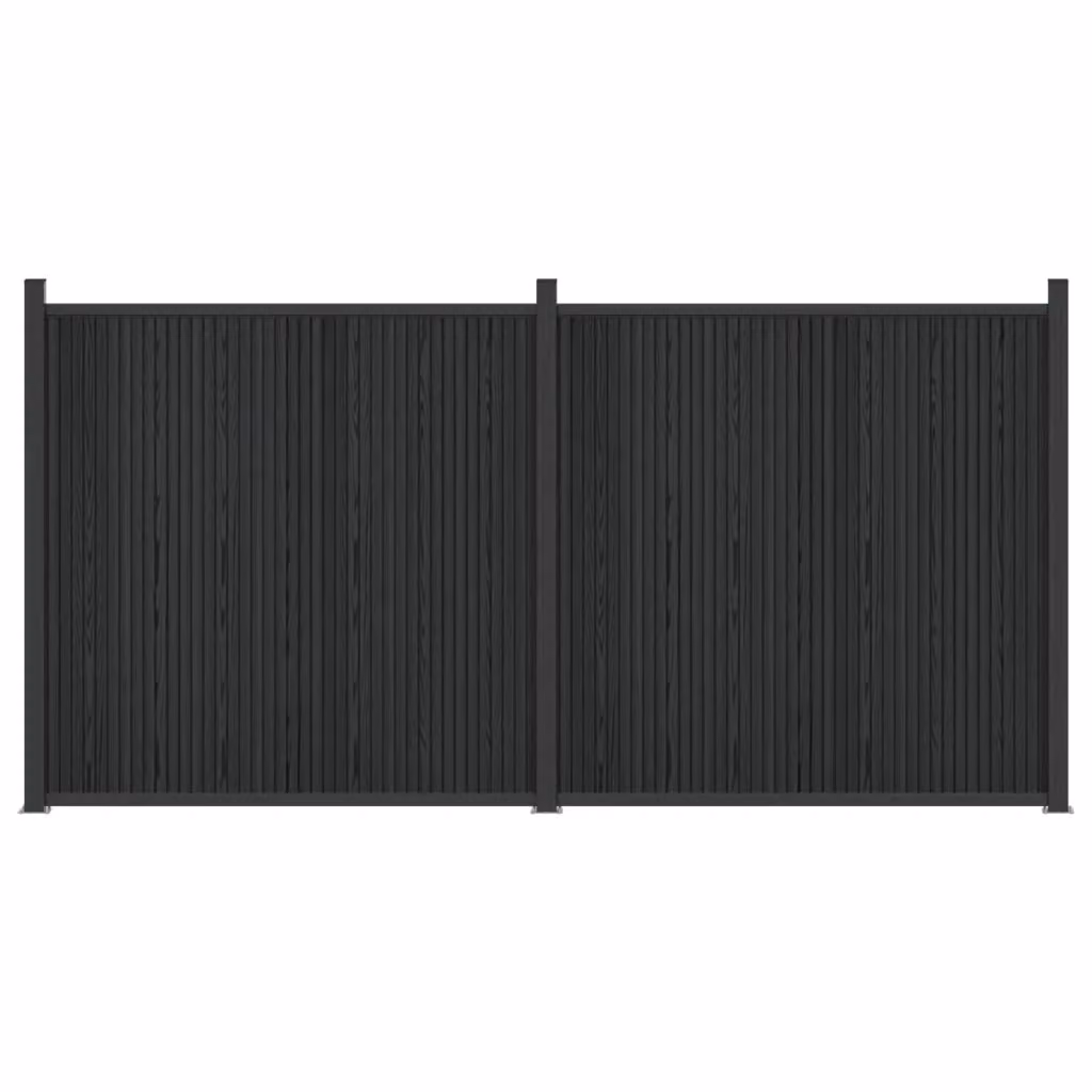 Set di 2 pannelli per recinzione Videx in WPC e alluminio nero, L: 355 cm, H: 186,5 cm – 2