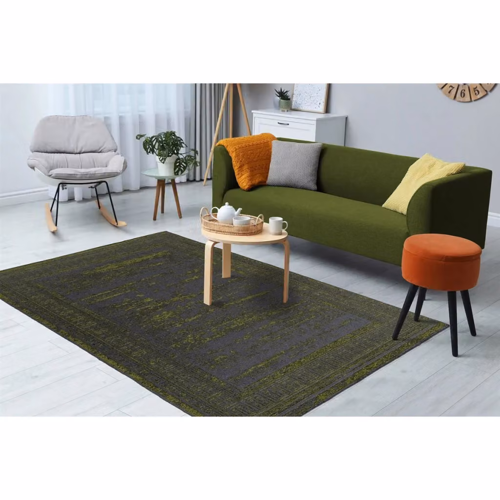 Tappeto moderno Kalevi 300 in rilievo di KENDRA HOME, design astratto in poliestere, colore verde e grigio, L: 230 cm x P: 160 cm – 2