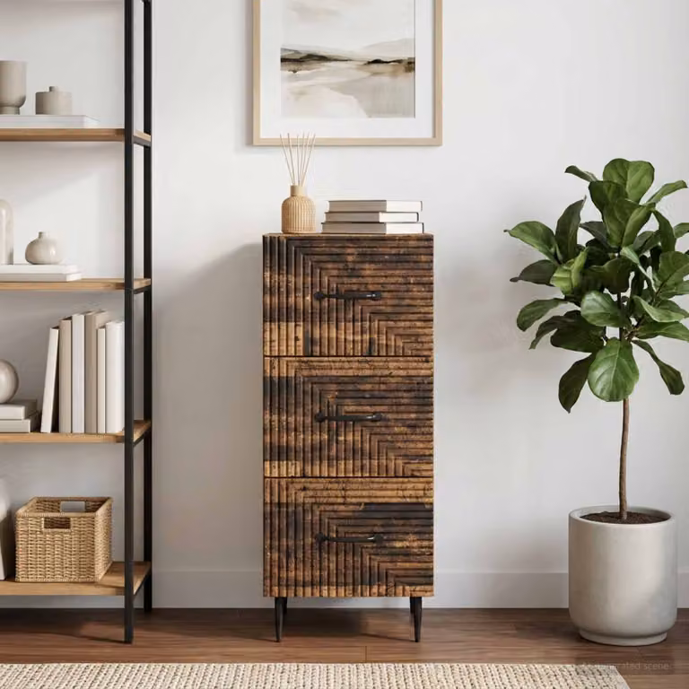 Carrello mobile con cassetti vidaXL in legno color marrone, L 33 cm x P 34,5 cm x H 89,5 cm