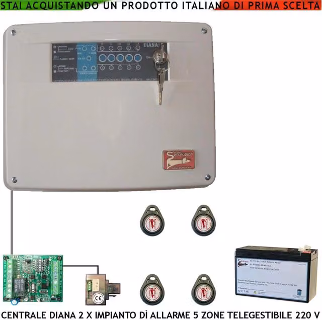 Centrale Antifurto Securvera Diana a 5 Zone per Impianto di Allarme Filo, Colore Bianco – 1
