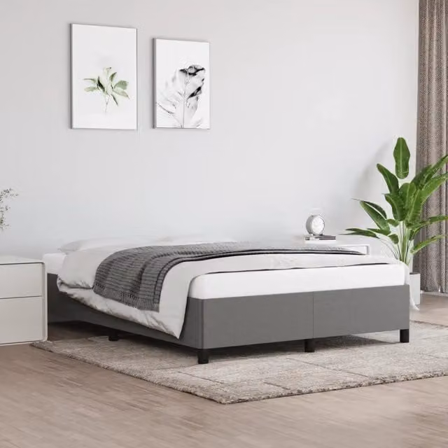 Struttura Letto Giroletto Design Mania in Tessuto Grigio Scuro L: 140 cm, P: 190 cm, H: 35 cm