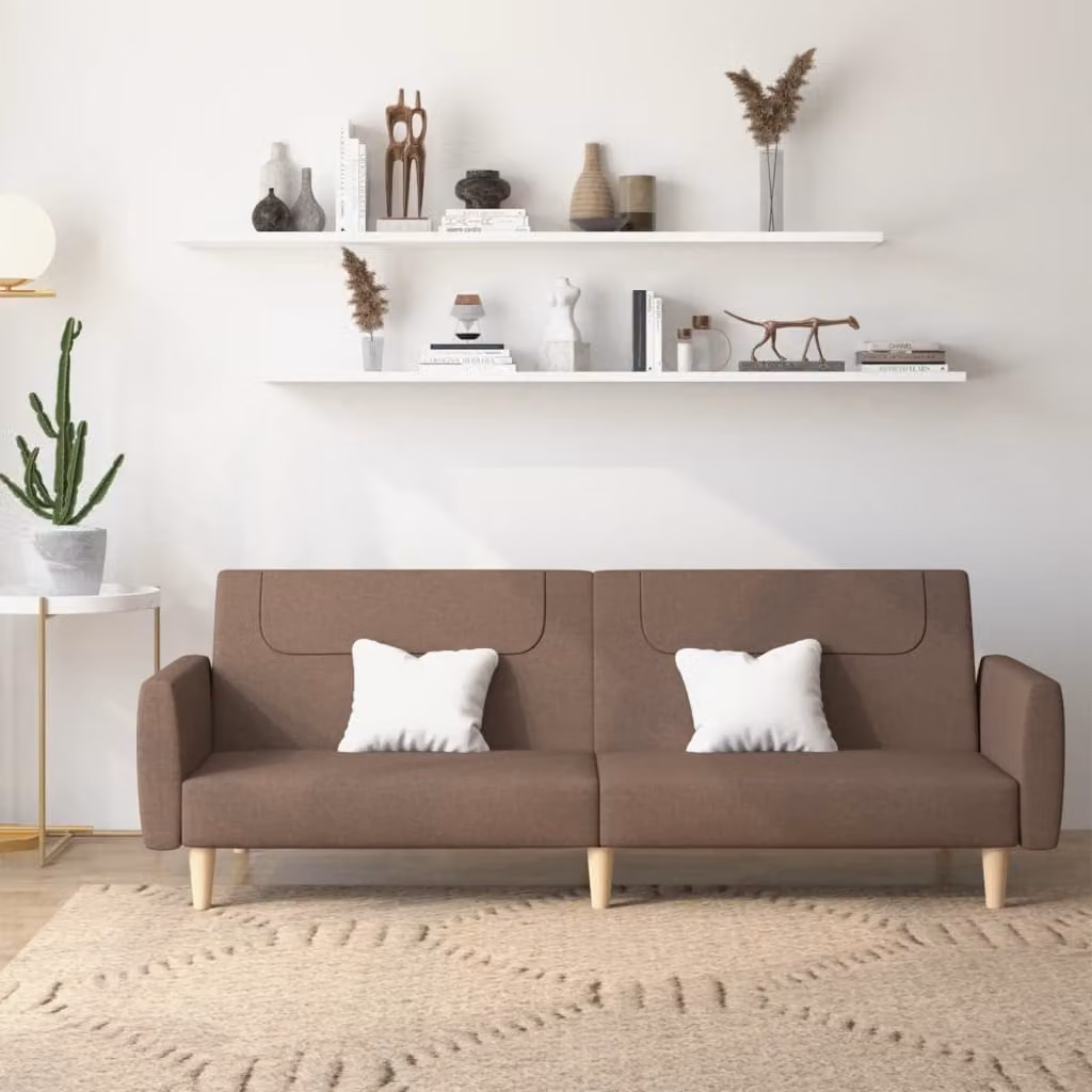 vidaXL Divano Letto Click-Clack Moderno in Tessuto con Struttura in Legno e Poggiatesta Regolabile, Colore Tortora