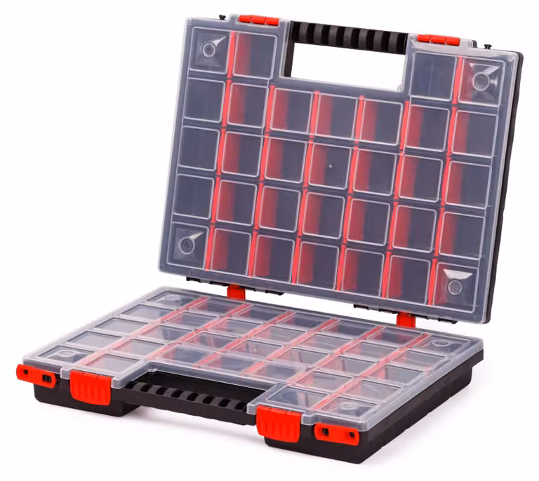 Contenitore di smistamento a doppia faccia con 64 scomparti – Ideale per officina e garage