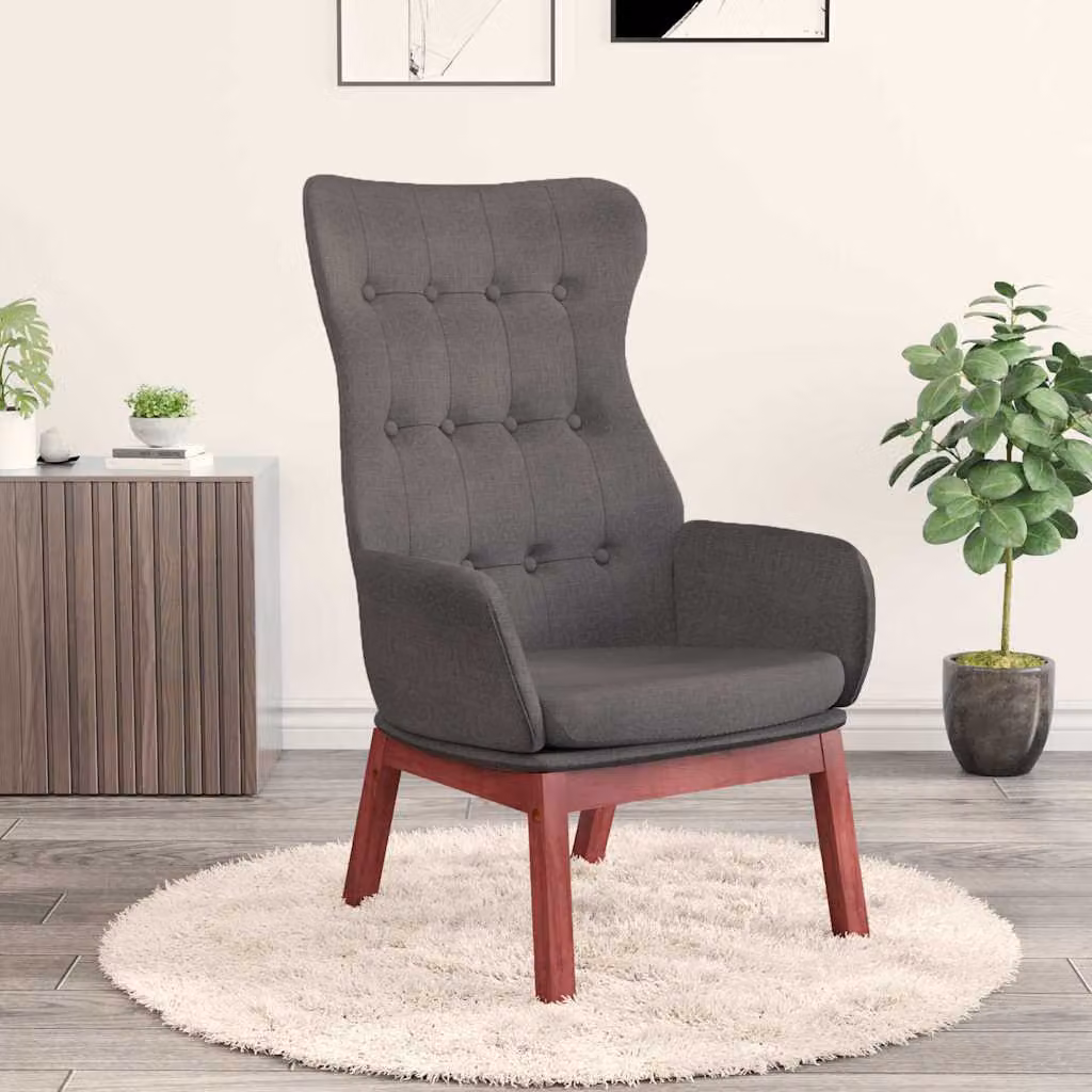 Sedia Relax vidaXL Grigia in Tessuto con Braccioli e Struttura in Legno e Metallo