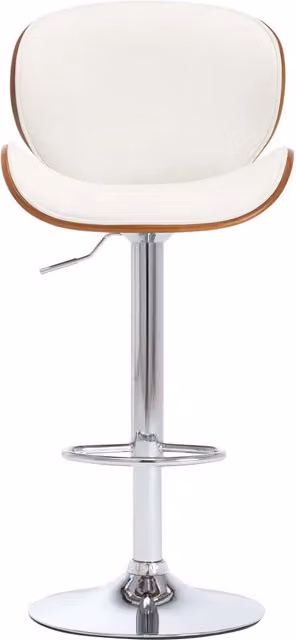 Sgabello da bar moderno vidaXL in similpelle bianca con struttura in legno e metallo