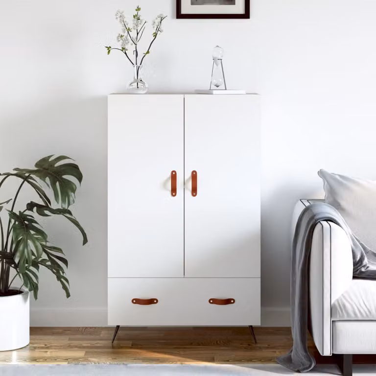 Credenza moderna vidaXL bianca in legno multistrato L: 69,5 cm, P: 31 cm, H: 115 cm