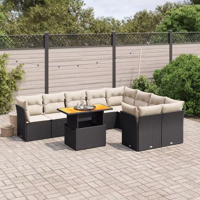 Maison Exclusive - Set Divani da Giardino 10pz con Cuscini in Polyrattan Nero