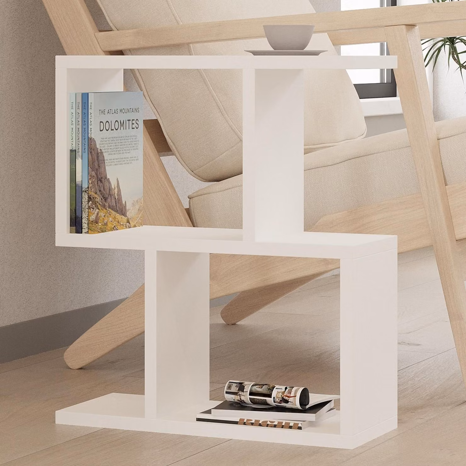 Ceprano - Tavolino da Salotto, 45x17x51h cm Bianco, 2 Vani