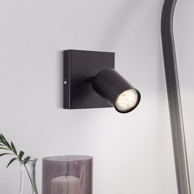 BRILLIANT Lampada da parete nera JELLO | Plafoniera con sorgente luminosa LED sostituibile | 1x 4,5W, 345 lumen, 3000 Kelvin | Metallo