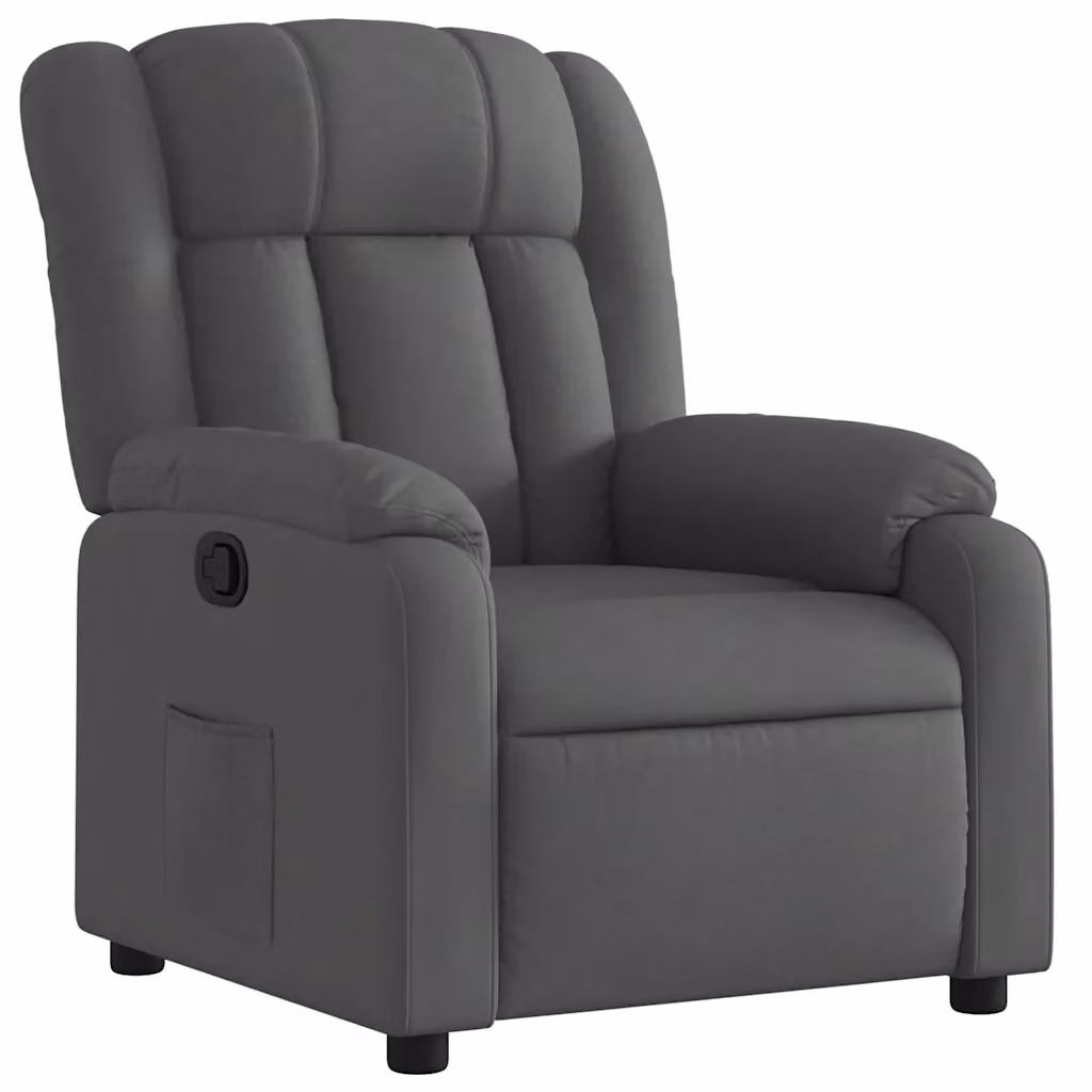 Poltrona Reclinabile Relax vidaXL in Tessuto Grigio con Braccioli e Apertura Manuale – 2