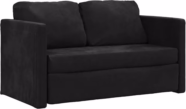 Divano letto | Sof¨¤ letto | Letto singolo da Terra 2 in 1 Nero 122x204x55 cm Velluto