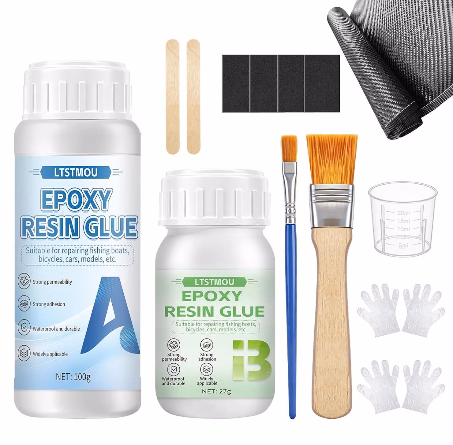 Kit di riparazione in fibra di carbonio, resina epossidica resistente, adatto per riparazioni e resistente agli agenti atmosferici