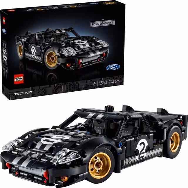 Lego Technic Auto da corsa Ford GT40 MKII 1966, Colori Nero, Oro e Argento, 793 pz – 2