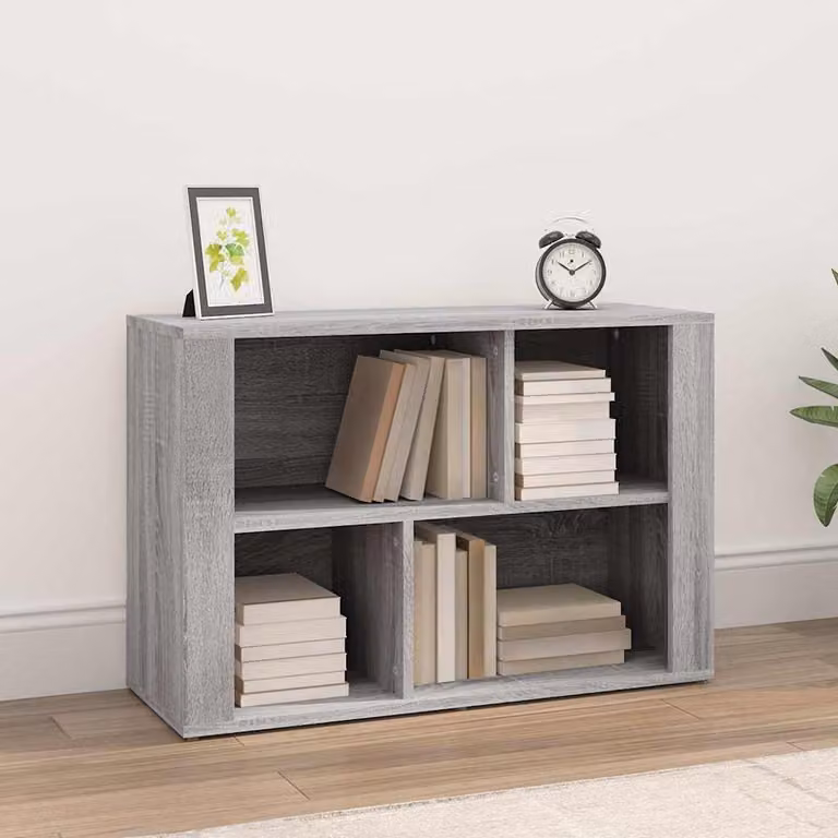 Credenza vidaXL in legno multistrato e MDF, colore Grigio, L 80 x P 30 x H 54 cm