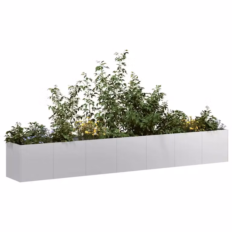 Fioriera a cassetta vidaXL in acciaio zincato grigio L: 280 cm, P: 40 cm, H: 40 cm