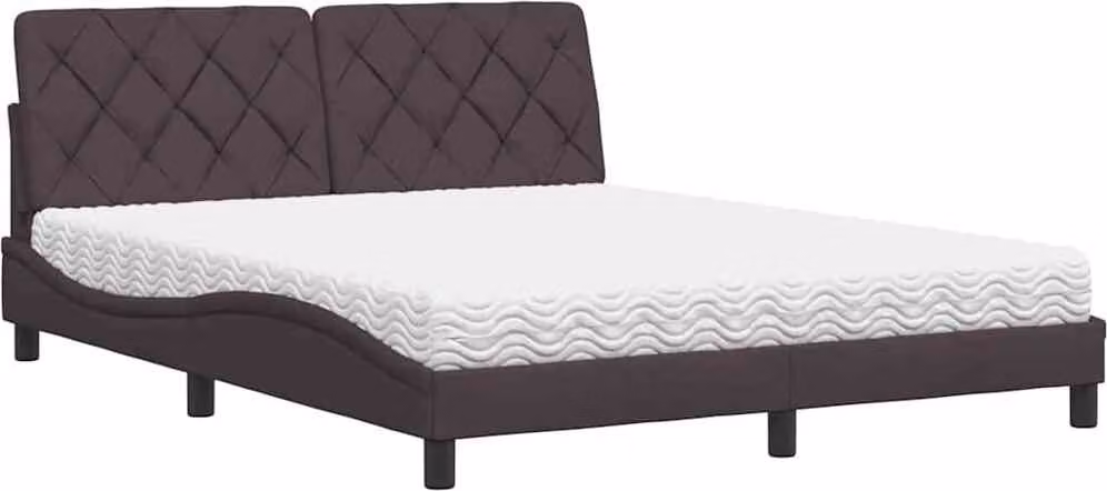 Letto con materasso in tessuto marrone scuro 160x200 cm