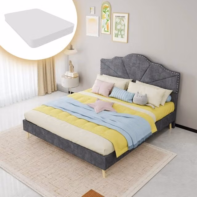 letto morbido tessuto metallo grigio 160 x 200 cm