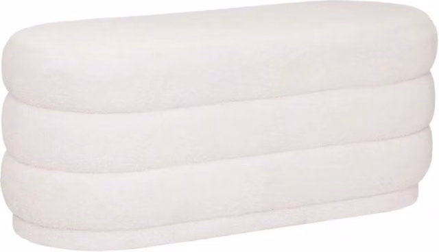 Panchina Imbottita 5Five in Tessuto Boucle Bianco con Struttura in Legno L: 100 cm, P: 40 cm, H: 42 cm
