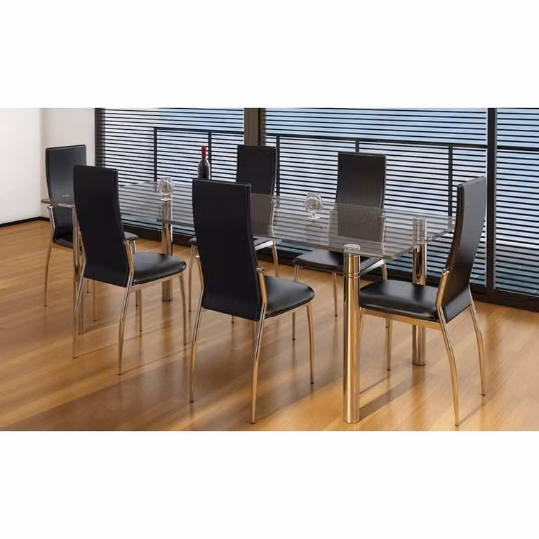 Sedie da Pranzo 6 pz Nere in Pelle finta