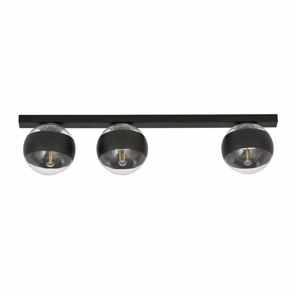 Plafoniera Moderna Lapetos Luceart-Classic in Acciaio Nero con 3 Luci E14 e Vetro Trasparente – 2