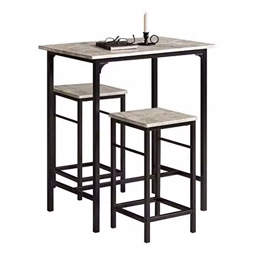 SoBuy Tavolo da Bar con 2 Sgabelli, salvaspazio & industrial, 80×87×50cm