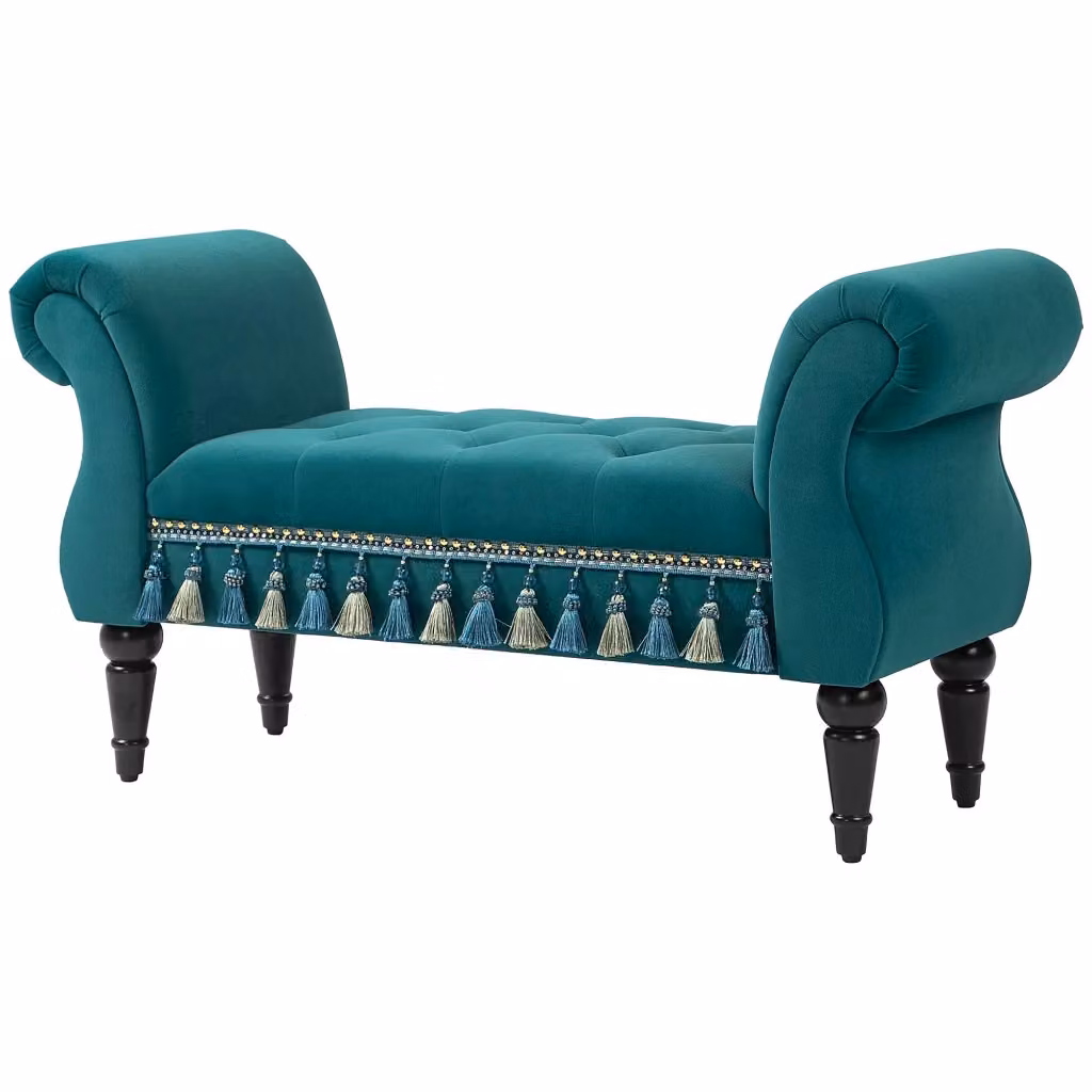 Divano imbottito Minimal verde in velluto L: 117 cm, P: 40 cm, H: 58 cm – 2