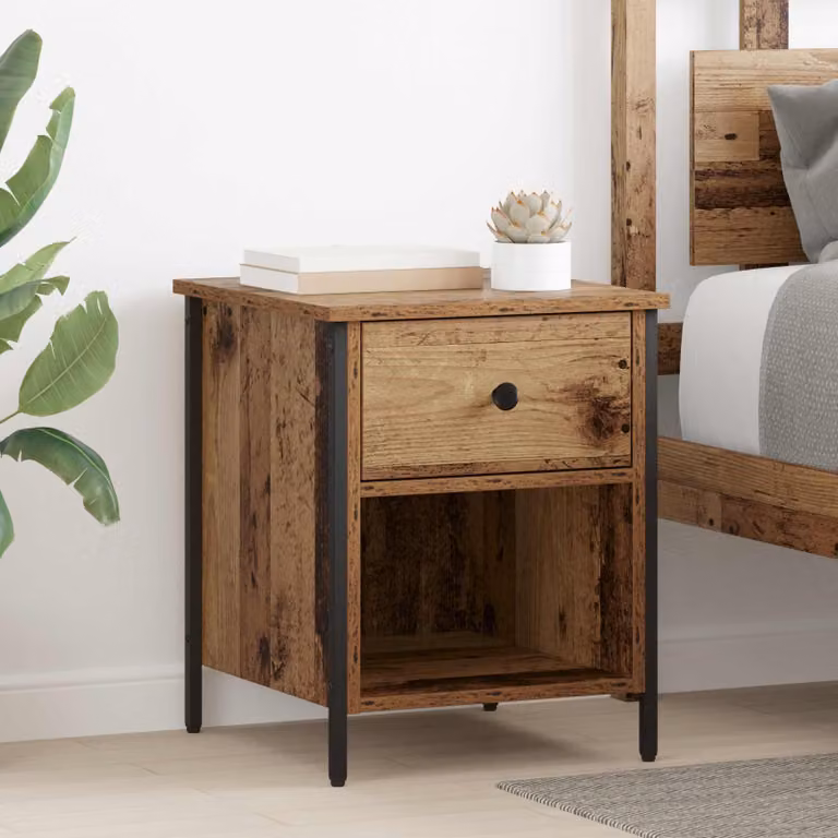 Armadio da notte vidaXL in legno effetto rustico marrone L 40 cm, P 42 cm, H 50 cm