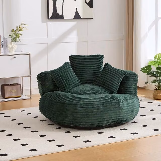 Poltrona Relax Sacco ¨C Minimal ¨C Tessuto Cordo Grigio Scuro con Cuscini