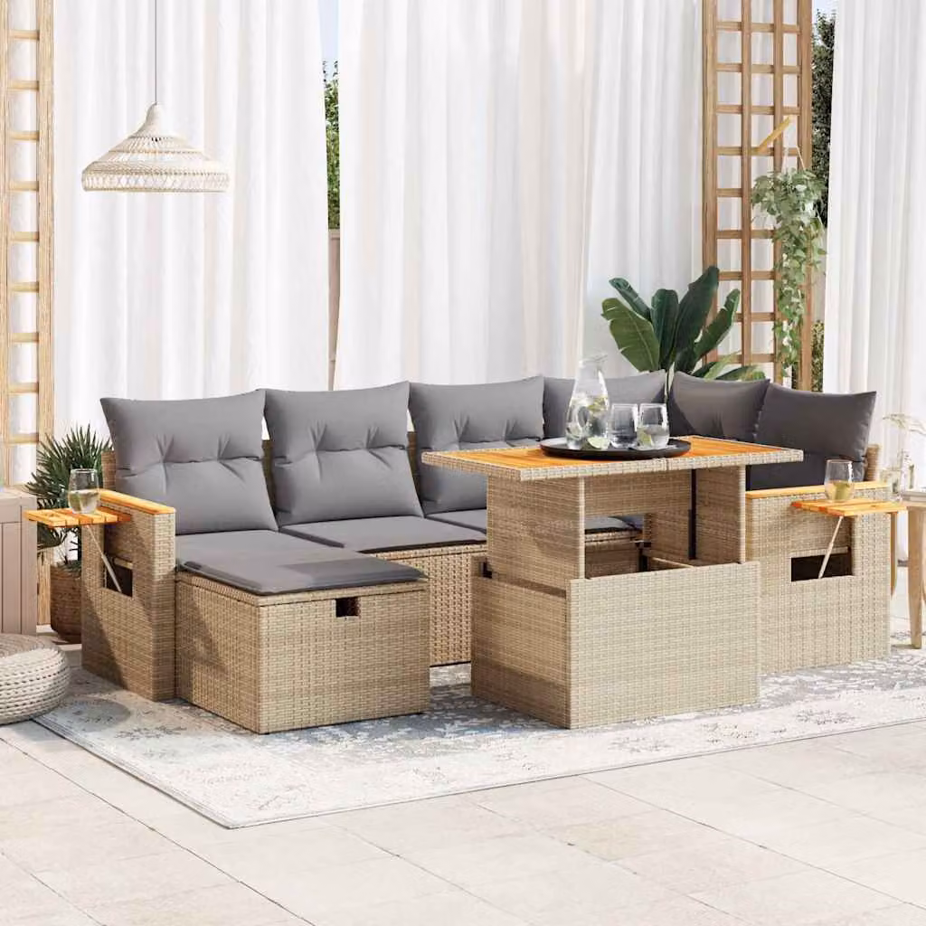 Maison Exclusive - Set Divano da Giardino 8 pz con Cuscini Beige in Polyrattan