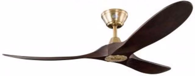 Vam Ventilatore da soffitto a risparmio energetico KOA ottone matte 152 cm con pale di legno naturale colore noce