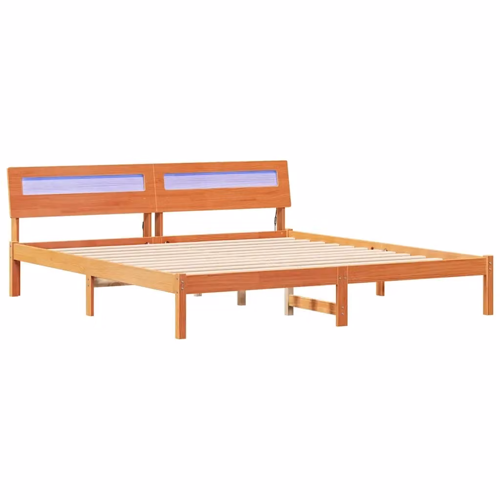 Struttura del letto moderna vidaXL in pino massello marrone 200 x 200 cm – 2