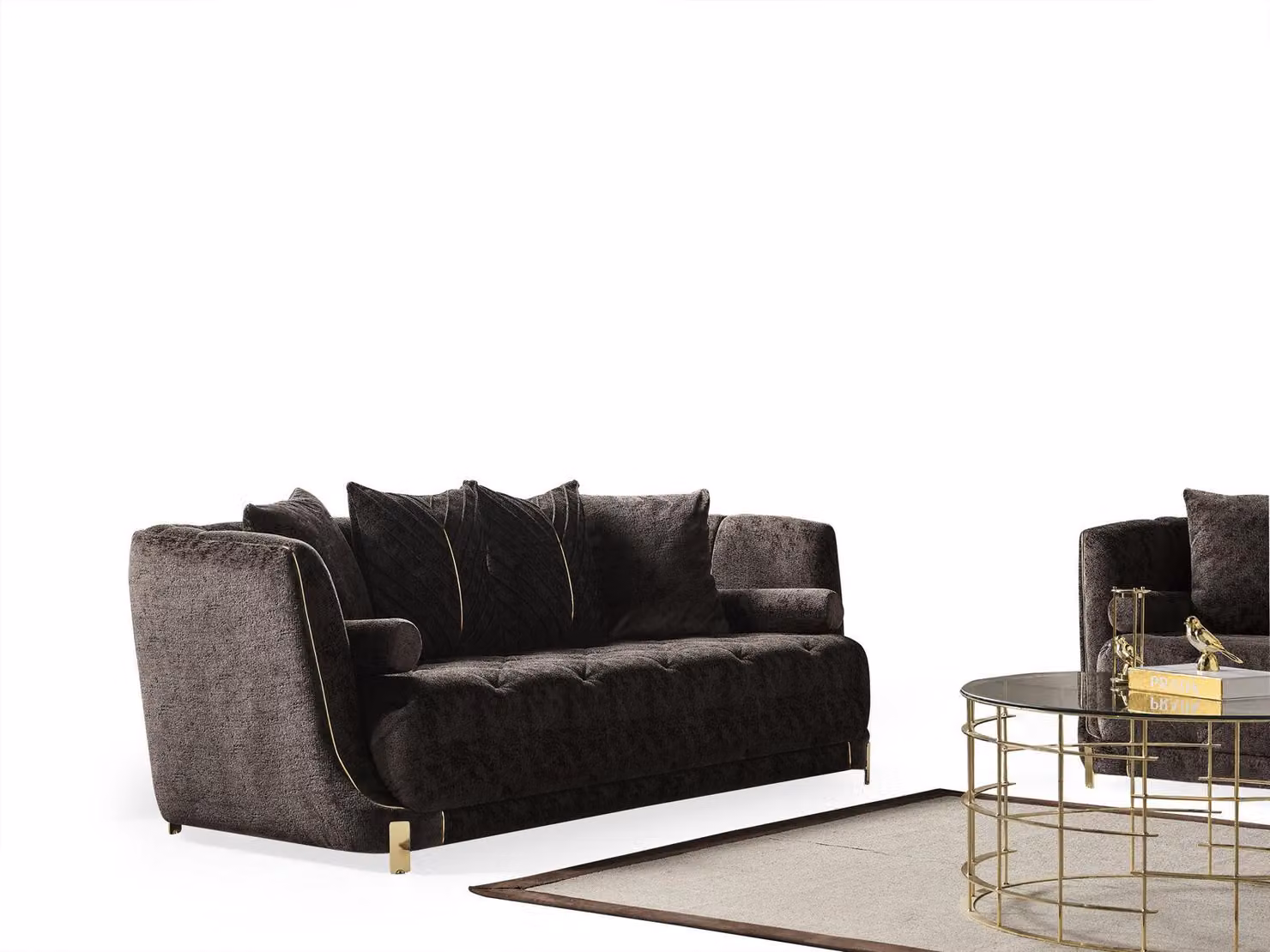 Polstersofa Dreisitzgarnitur Dreisitzer 3er-Sofa Dreisitzcouch Sofa Braunschwarz