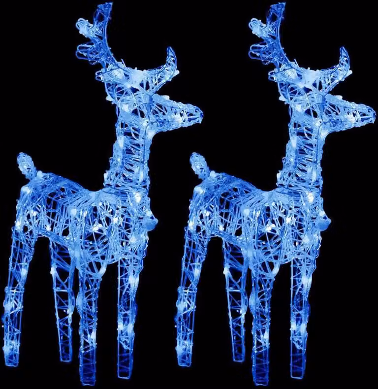 Renne di Natale 2 pz Blu 80 LED in Acrilico
