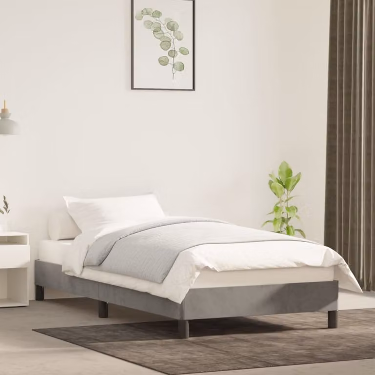 The Living Store Struttura letto grigio chiaro 90x200 cm in velluto