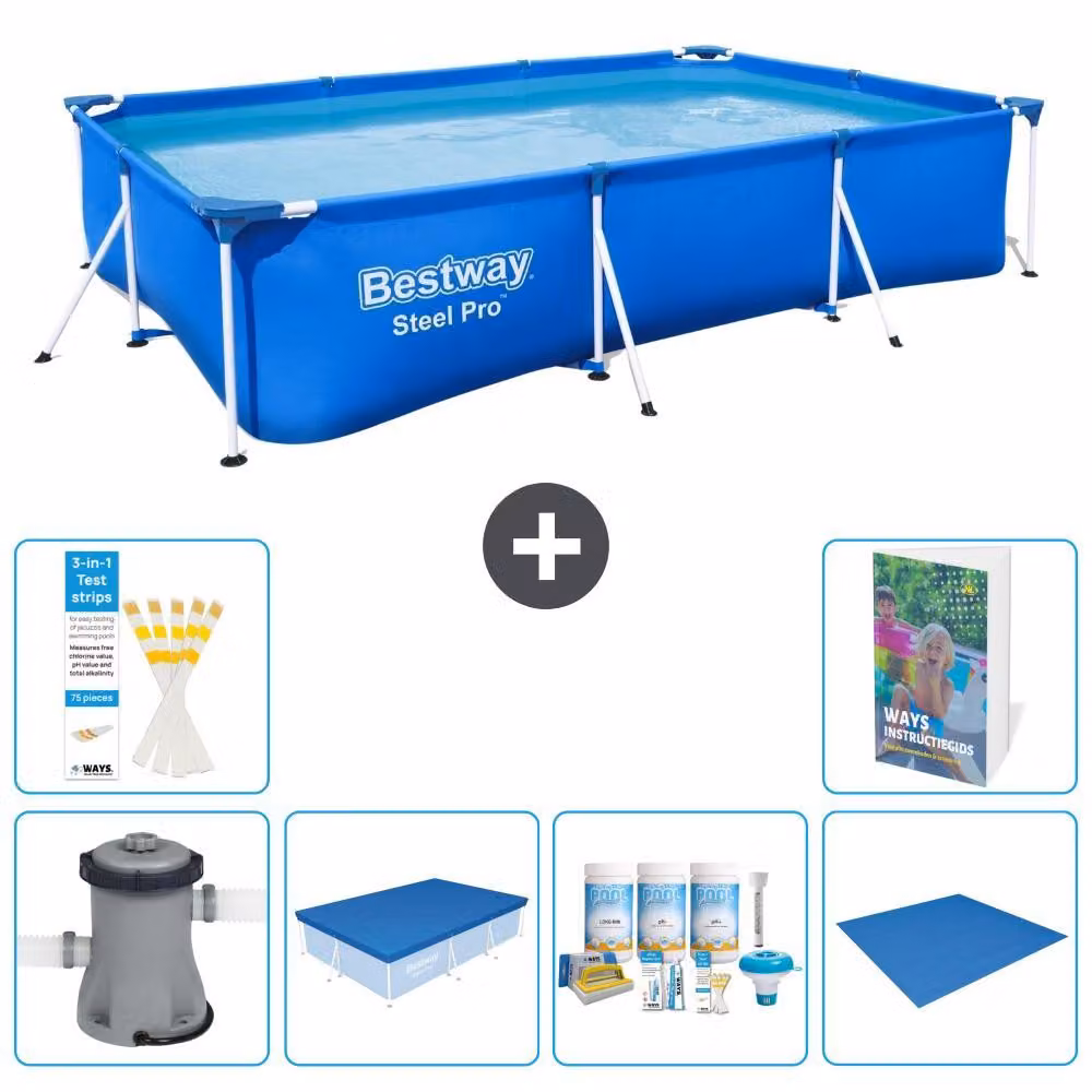 Bestway Steel Pro, piscina rettangolare - 300x201x66 cm - composta da 5 parti, modello S251