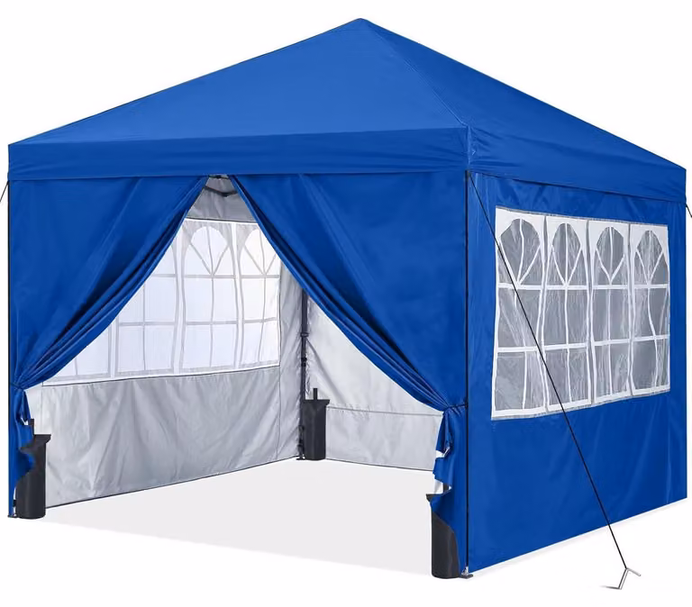 Padiglione pop-up, dimensioni 2,5x2,5 metri, impermeabile, con protezione solare, ideale per l'esterno, colore bianco, completo di accessori