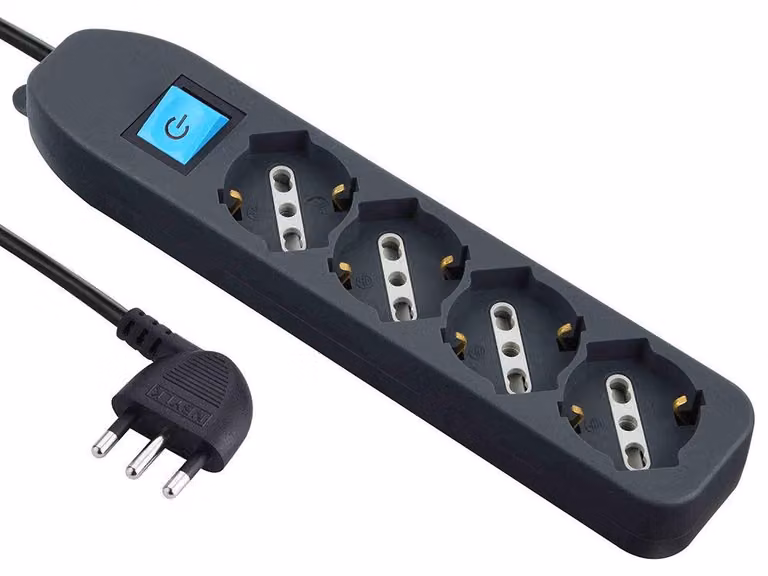 Presa multipla Electraline, colore nero, modello 62073