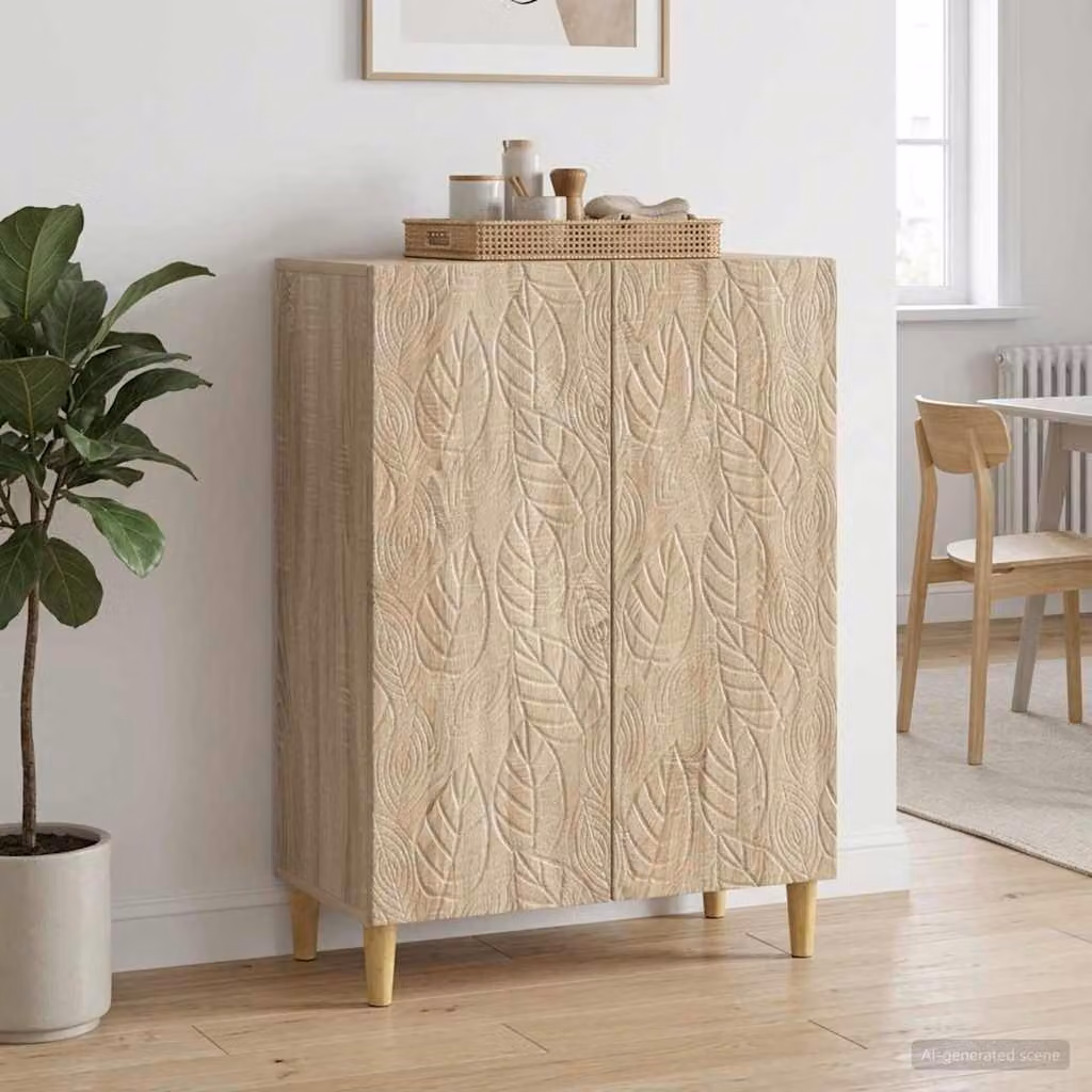 Credenza moderna vidaXL in legno ingegnerizzato color rovere, L: 66 cm, P: 34,5 cm, H: 90 cm